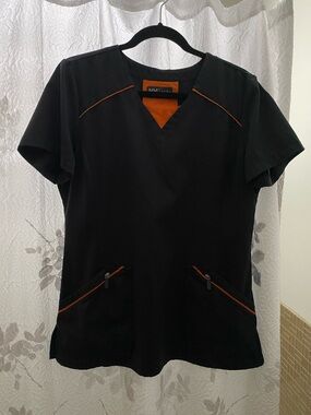 Helly Hansen Black Scrub Top with Orange Trim